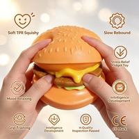 Jouet Squishy TPR Hamburger à Presser, Aliment Simulé à Assembler, Jouet Anti-Stress pour Enfants