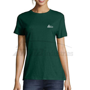 T-shirt décontracté uni vert pour femmes - Product Image 1