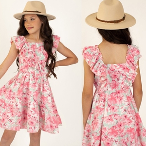 Robe d'été pour filles avec imprimé floral, vêtements pour enfants, vente en gros personnalisée pour grands enfants, fournisseur de vêtements pour enfants, créateurs de mode - Product Image 3