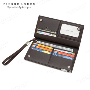 Pierre Loues Men's <b>Wallet</b> <b>Brown</b> Leather RFID Blocking Multi Card Holder Long Clutch Bag Everyday Use - Product Image 1