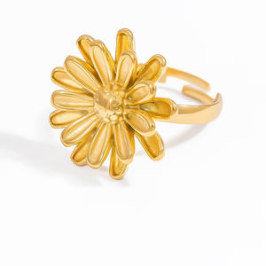 Flower Shape Open <b>Titanium</b> Steel <b>Ring</b> For Women Geometric Design Gift Jewelry Yiwu Origin JZ21009 - Product Image 5