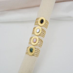 Bague gravée et <span class=keywords><strong>pierre</strong></span> ovale, bague gravée et <span class=keywords><strong>pierre</strong></span> ovale rose, bijoux en acier inoxydable - Product Image 6