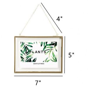 Hanging <b>Photo</b> <b>Double</b> Glass Floating <b>Frame</b>, Picture Artwork Display for Pressed Flowers, Golden Gallery Wall <b>Frame</b> - Product Image 3