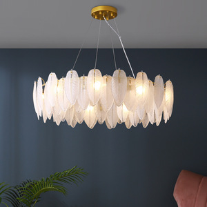 All-Copper Nordic Minimalist Design <b>Chandelier</b> for Home Elegant Luxury Pendant Light Glass Feathers for Living Room Dining Room - Product Image 5
