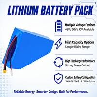 Paket Baterai Segitiga Deep Cycle 72V 10Ah 15Ah 20Ah 18650 21700 BMS 1500 Siklus untuk Sepeda Listrik Skuter