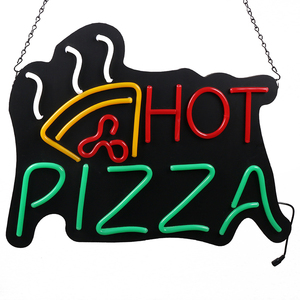 Enseigne néon LED Pizza motif tranches de pizza, décoration publicitaire lumineuse pour vitrine de restaurant, pizzeria, café, ou d'établissement commercial - Product Image 1