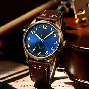 Reloj de Pulsera de Buceo Retro de Bronce para Hombre, Personalizado, Caja de Bronce Sólido, Movimiento Mecánico Automático Japonés 8215, Correa de Cuero - Product Image 4