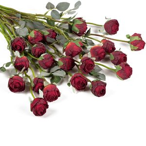 Prix de gros pour les fleurs artificielles en soie et les fausses tiges de roses colorées pour la décoration de mariage et d'événements à domicile - Product Image 6