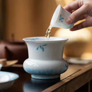 White Porcelain Hand Painted Butterfly Orchid <b>Tea</b> Dregs Bucket Round Ceramic Water Bowl For Kung Fu <b>Tea</b> <b>Set</b> Accessories - Product Image 1