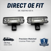 Lampe de plaque d'immatriculation OEM 6QD943021A, lampe de plaque d'immatriculation LED W5W T10, lentille transparente, boîtier noir pour VW Polo 9N 9N3 Hatchback