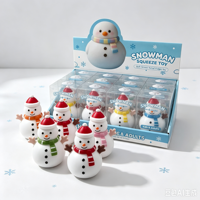 Jouet Squishy Bonhomme de Neige de Noël, Jouet Sensoriel Anti-Stress à Presser, Cadeau pour Enfants de 5 à 7 Ans, Boîte Cadeau de Noël, Faveur de Fête de Noël
