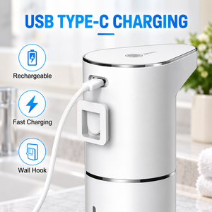 Distributeur de savon mousse intelligent sans contact OEM, distributeur automatique de savon pour les mains à capteur, montage mural, recharge USB, fabricant - Product Image 4