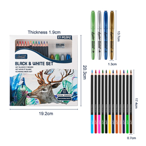 Loseiltin Chuyên Nghiệp 12 Dầu Dựa Màu Bút Chì + 4 Đánh Dấu + Bút Chì Mài Nghệ Thuật Thiết Lập Cho Bức Tranh - Product Image 2