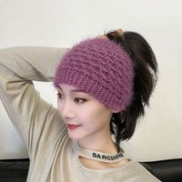 Nouveau Bandeau en Laine Automne-Hiver, Accessoire Cheveux Élégant à Bord Large, Couvre les Cheveux Blancs, Chaud, en Fourrure d'Écureuil, Style Coréen à Carreaux