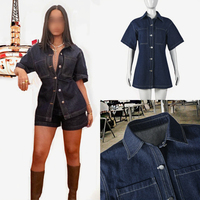 Nouvelle veste en jean tricotée pour femme, collection automne 2024, col rabattu, grande taille, teinte unie, respirante et matelassée