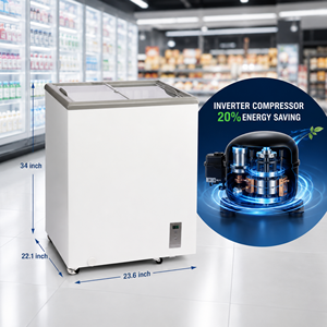 Congelador Comercial Tipo Arcón con Inversor de 5.1 Cu.Ft, Puerta Corredera de Vidrio Low-E, Control Digital de Temperatura, Ruedas y Cerradura, Ideal para Exhibición de Helados - Product Image 3