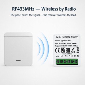 Mini Módulo de Interruptor Inteligente RF433 Eléctrico 16A Sin Cableado, Receptor de Control Remoto de Pared, Interruptor de Panel Remoto Inalámbrico Adhesivo para - Product Image 1