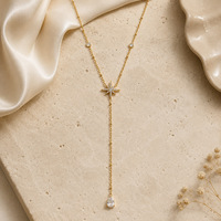 Collar SUMMLY Impermeable con Baño de Oro de 18K, Acero Inoxidable, Diseño en Y con Estrella del Norte, Octagrama con Circonitas, Joyería Elegante para Mujer, Regalo
