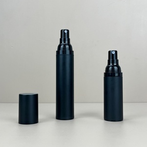 En stock, flacon pompe sans air en plastique PP noir de 30 ml, 50 ml, 15 ml, flacon sans air pour soins de la peau du visage avec pompe pulvérisateur de lotion - Product Image 1