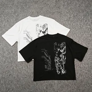 ボクサーTシャツヘビーウェイトコットンブランクTシャツカスタム特大クロップドボクサーTシャツ男性用