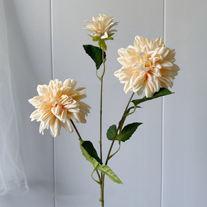 Dahlias en soie de haute qualité à 3 têtes, fleurs de dahlias réalistes, fleurs artificielles pour mariage - Product Image 4
