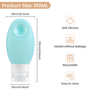 Free Design Custom 3.4oz White Clear Silicon <b>Shampoo</b> Bottles Clear 100ml Leakproof Squeeze Silicone Cosmetic Bottle for Travel - Product Image 2