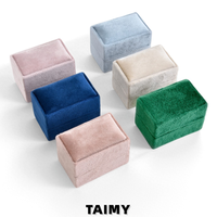 Boîte à bagues rectangulaire en velours pour vente en gros, boîte de rangement portable pour bijoux, idéale pour les propositions de mariage, boîte à bijoux couleur personnalisée pour commande en gros