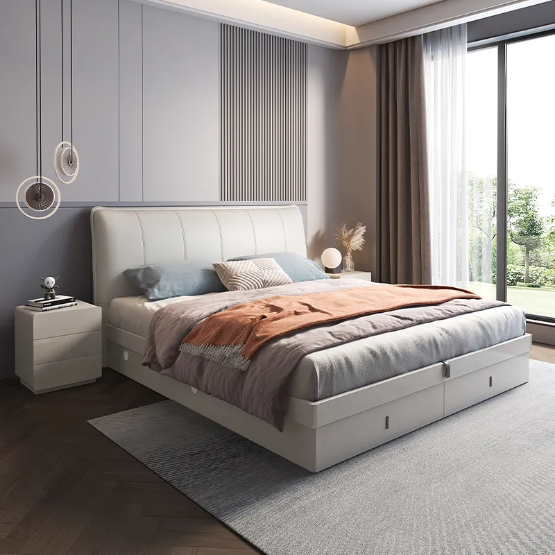 126356 Quanu benutzer definierte Bett King Size Möbel gepolstert Stoff Bett Schlafzimmer modernen Stil Großhandels preis