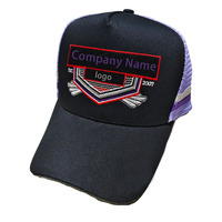 Chapeau personnalisé imperméable à l'eau avec écusson en cuir Motif d'impression de haute qualité 5 panneaux Casquettes de camionneur à rayures campagnardes en gros