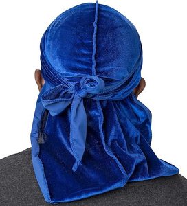 Durag en velours supérieur - Durags en velours doux pour hommes et femmes, longues lanières doubles et larges, doublure en velours soyeux, <span class=keywords><strong>triple</strong></span> couture - Product Image 3