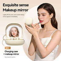 Écouteurs Bluetooth M165 à clip d'oreille + mini écouteurs de sommeil avec miroir de maquillage et lumière d'appoint, deux paires d'écouteurs sans fil TWS pour couple