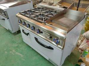 Cucina Professionale <span class=keywords><strong>da</strong></span> Ristorante in Acciaio Inox con 6 Fuochi <span class=keywords><strong>a</strong></span> <span class=keywords><strong>Gas</strong></span>, Griglia <span class=keywords><strong>a</strong></span> Pietra Lavica e Forno - Product Image 2