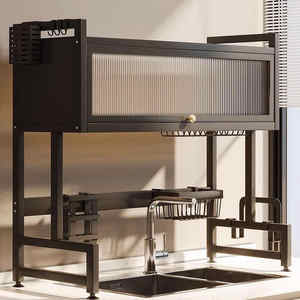 Étendoir à vaisselle Offre Spéciale au-dessus de l'évier Étagère de rangement pour l'organisation de la cuisine avec porte en plastique pour le rangement des outils - Product Image 3