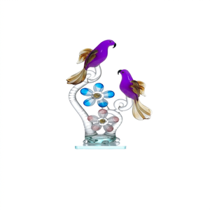 Objeto Decorativo de Cristal de Murano Hecho a Mano con Diseño Floral de Loro, Decoración Contemporánea para Mesa, Adorno para el Hogar con Forma Irregular de Animal - Product Image 5