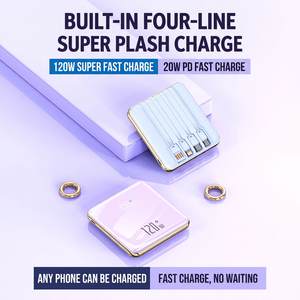 พาวเวอร์แบงค์ 20000mAh 120W ชาร์จเร็ว พร้อมสายชาร์จในตัว เครื่องชาร์จพกพาสำหรับอุปกรณ์มือถือ - Product Image 5