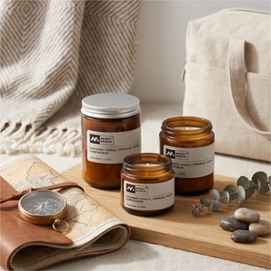 Empty Amber Glass Jar Scented <b>Candle</b> Holder Amber <b>Candle</b> Jars with Lids 100g 150g 250g 500g - Product Image 3