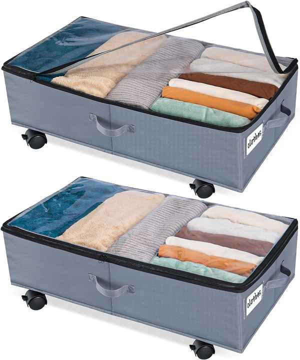 4-Pack Extra Large Under Bed Storage Containers - Clear Window Grey Bags For Clothes, Bedding, Blankets, Shoes - View #12