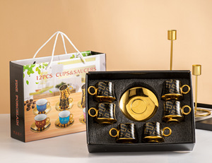 ชุดกาแฟสไตล์อาหรับ ชุดถ้วยและจานรองเซรามิกเคลือบไฟฟ้า 12 ชิ้น ชุดกาแฟและ<span class=keywords><strong>ชา</strong></span>สไตล์ยุโรป ทันสมัย - Product Image 5