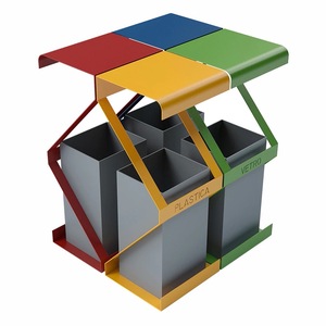 Square recycle smart outdoor stainless steel trash bin