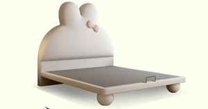 Lit de princesse en bois massif avec oreilles de lapin, design moderne et confortable, taille complète, pour chambre d'enfant, filles, en coton - Product Image 3