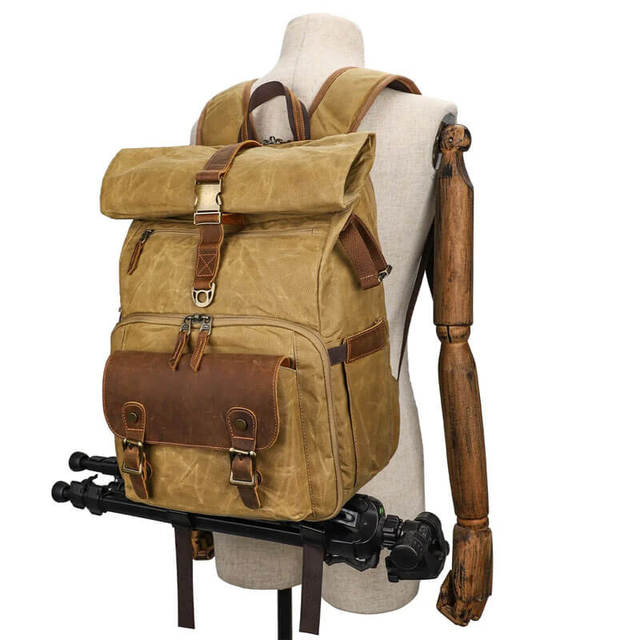 Professional Casual Canvas Camera Backpack with Zipper Closure DSLR Compatible Large Capacity for Hiking & Travel