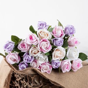 Roses artificielles CallaFloral, branche unique, blanc, rose, violet, décoration de mariage, style INS - Product Image 2