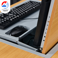 Bureau informatique en métal avec écran LCD pivotant et rabattable pour salle de formation multimédia