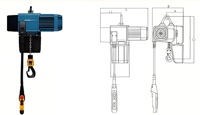 Palans électriques à chaîne de style européen Yudong 0.5T avec moteur, boîte de vitesses et roulement - Certifié bleu, garantie 1 an, levage personnalisable