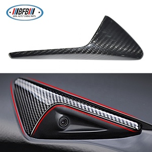 ช่องระบายอากาศด้านข้างสำหรับกล้อง <span class=keywords><strong>Tesla</strong></span> รุ่น<span class=keywords><strong>3</strong></span> S <span class=keywords><strong>X</strong></span> ฝาครอบป้องกันด้านข้าง2ชิ้นคาร์บอนไฟเบอร์แห้งจริง - Product Image 1