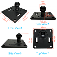 Adaptateur à boule carrée 2.95 ''VESA 75x75 plaque avec support à bille 1" pour bras à double prise/GPS/tablette/machines agricoles