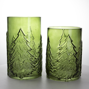 <span class=keywords><strong>Vase</strong></span> en verre <span class=keywords><strong>vert</strong></span> gaufré motif pin, <span class=keywords><strong>vase</strong></span> cylindrique à thème forêt de Noël pour la décoration de la maison et des fêtes - Product Image 3