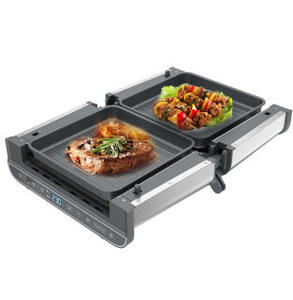 เตาย่างไร้ควันแบบพับได้สำหรับใช้ในร่มเตาย่างบาร์บีคิวไฟฟ้าแบบพกพา1200วัตต์พร้อมฝากระจกนิรภัยเครื่องปิ้งขนมปังขนาดเล็ก - Product Image 4