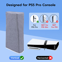 Housse anti-poussière en tissu polyester cationique avec découpe pour consoles de jeu PS5 Pro Housse de protection Gris vertical
