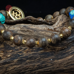 Modern Agarwood <b>Bead</b> <b>Bracelet</b> 6mm Featuring Gold Charm and Tibetan Stone Style 9 Elegant Gift Accessory - Product Image 6